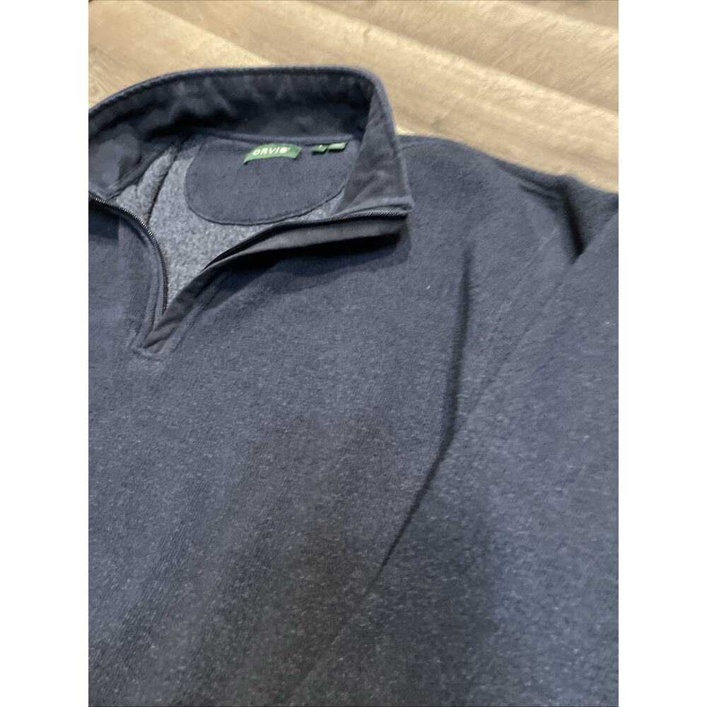 Polo Ralph Lauren Pullover Sweater Dark Navy Blue Size L Cotton 1/4 Zip - Picture 2 of 11